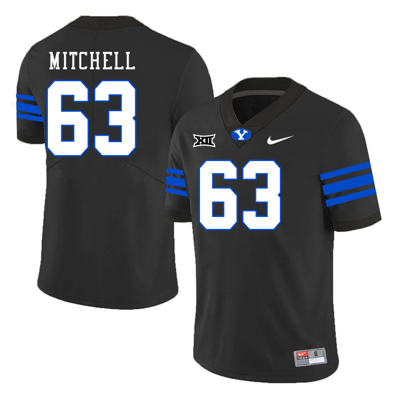 Men #63 Bruce Mitchell BYU Cougars College Football Jerseys Stitched Sale-Black